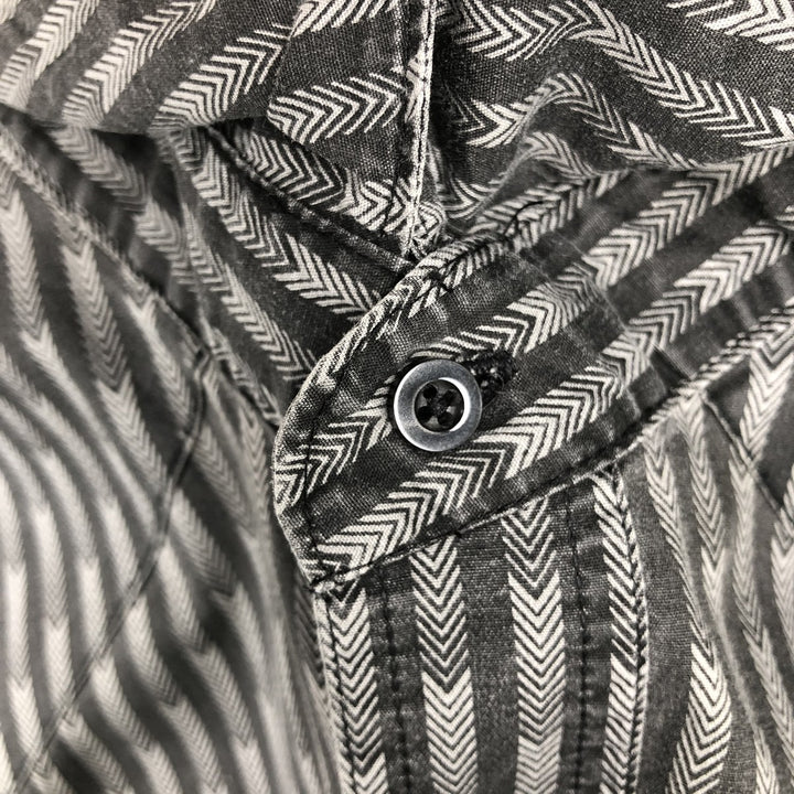 Wrangler all-over stripe pattern long-sleeved Western shirt, men's size XL equivalent, vintage. unclear gray type Vintage Second Hand