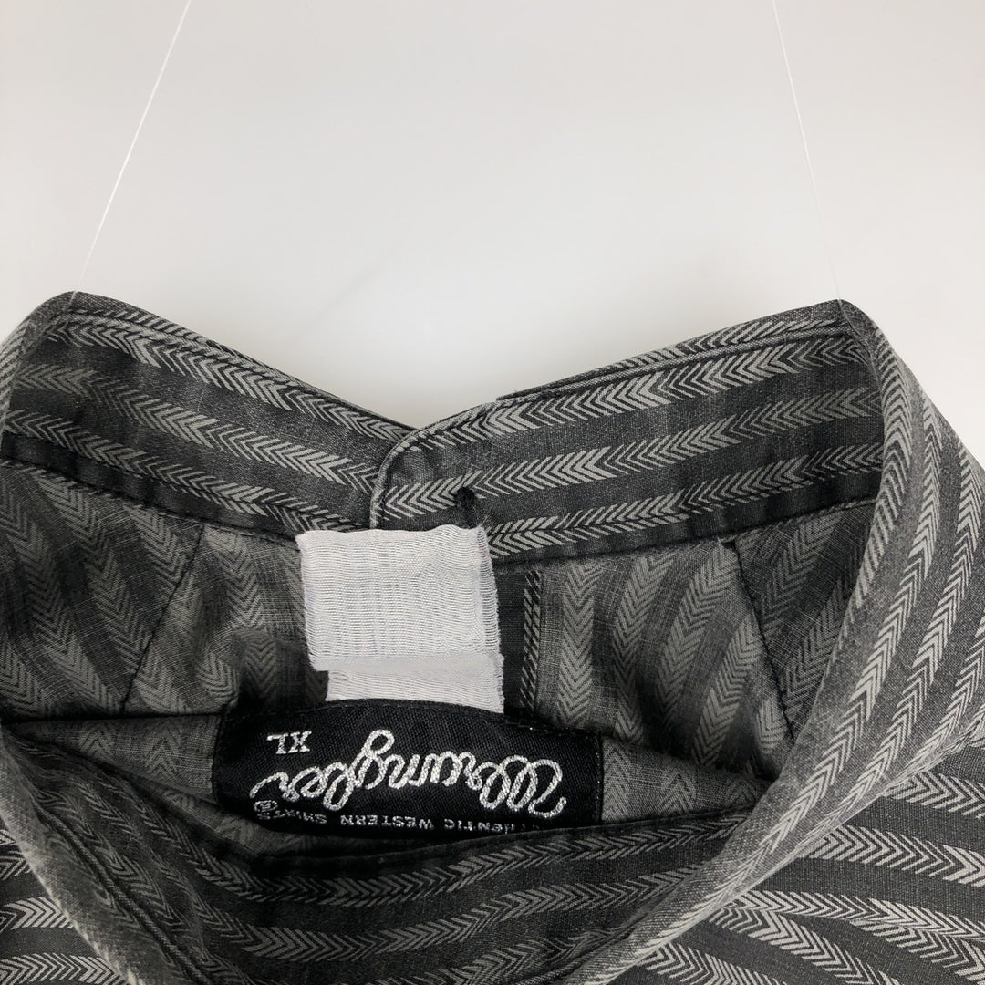 Wrangler all-over stripe pattern long-sleeved Western shirt, men's size XL equivalent, vintage. unclear gray type Vintage Second Hand