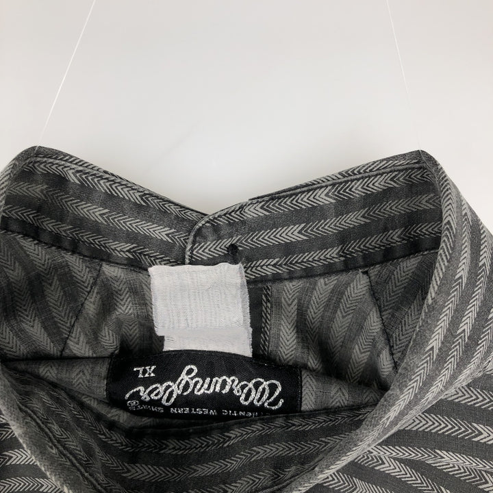 Wrangler all-over stripe pattern long-sleeved Western shirt, men's size XL equivalent, vintage. unclear gray type Vintage Second Hand