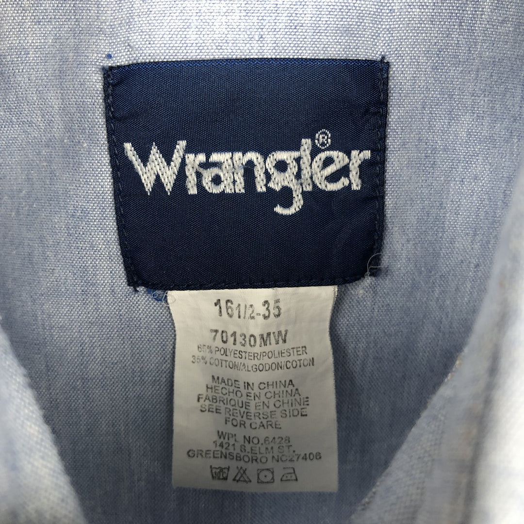 1990'S Wrangler Long-Sleeve Denim Western Shirt, Men's Size XL (Vintage) polyester Blue type light blue Vintage Second Hand