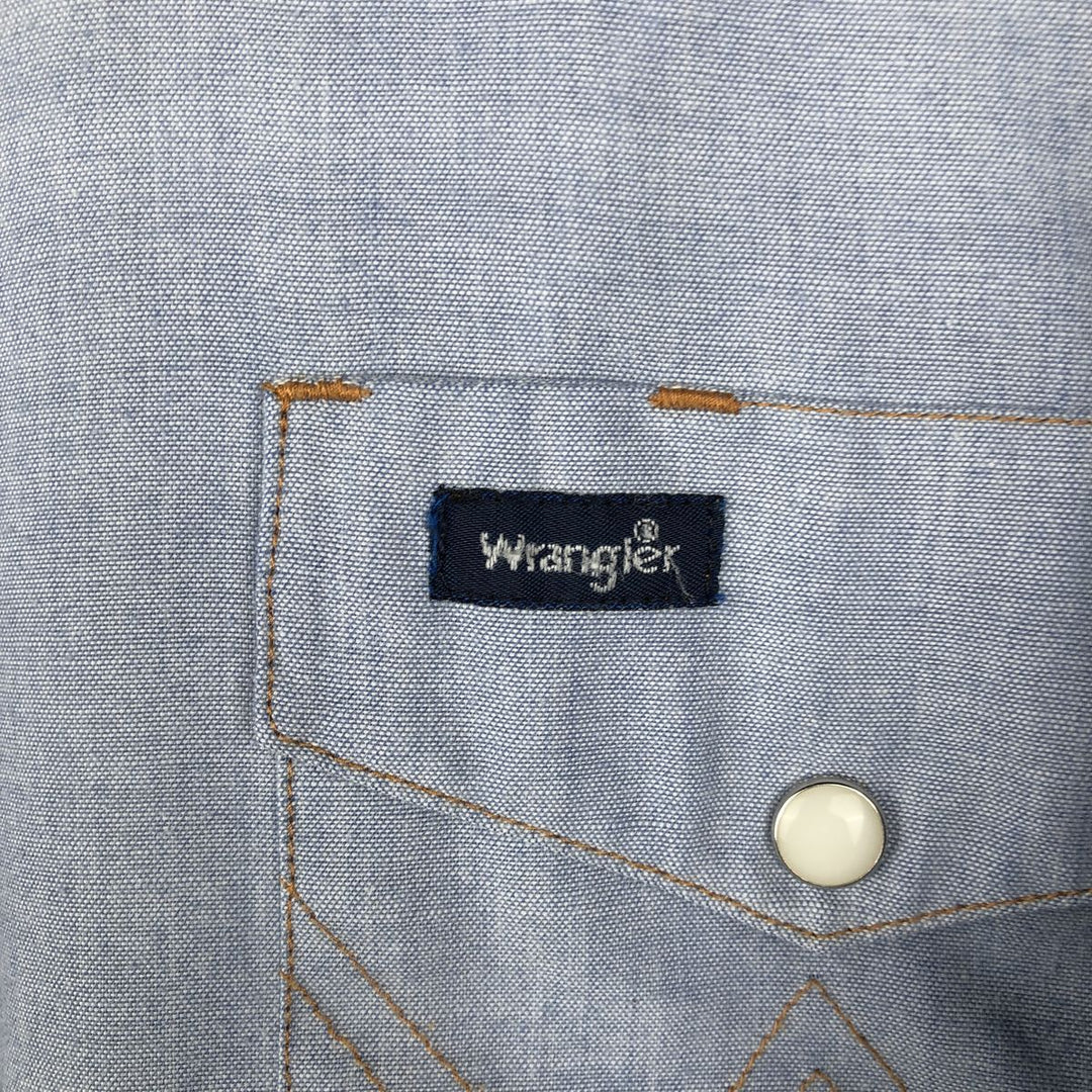 1990'S Wrangler Long-Sleeve Denim Western Shirt, Men's Size XL (Vintage) polyester Blue type light blue Vintage Second Hand