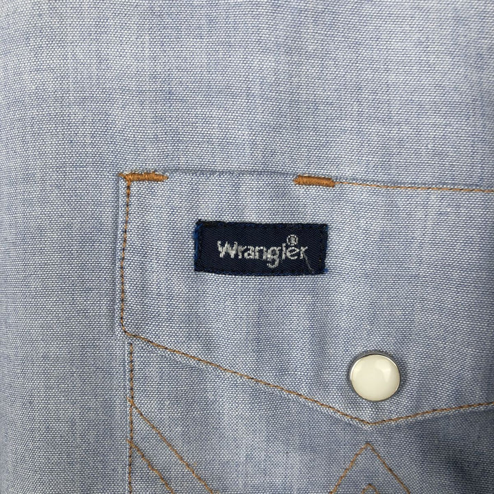 1990'S Wrangler Long-Sleeve Denim Western Shirt, Men's Size XL (Vintage) polyester Blue type light blue Vintage Second Hand