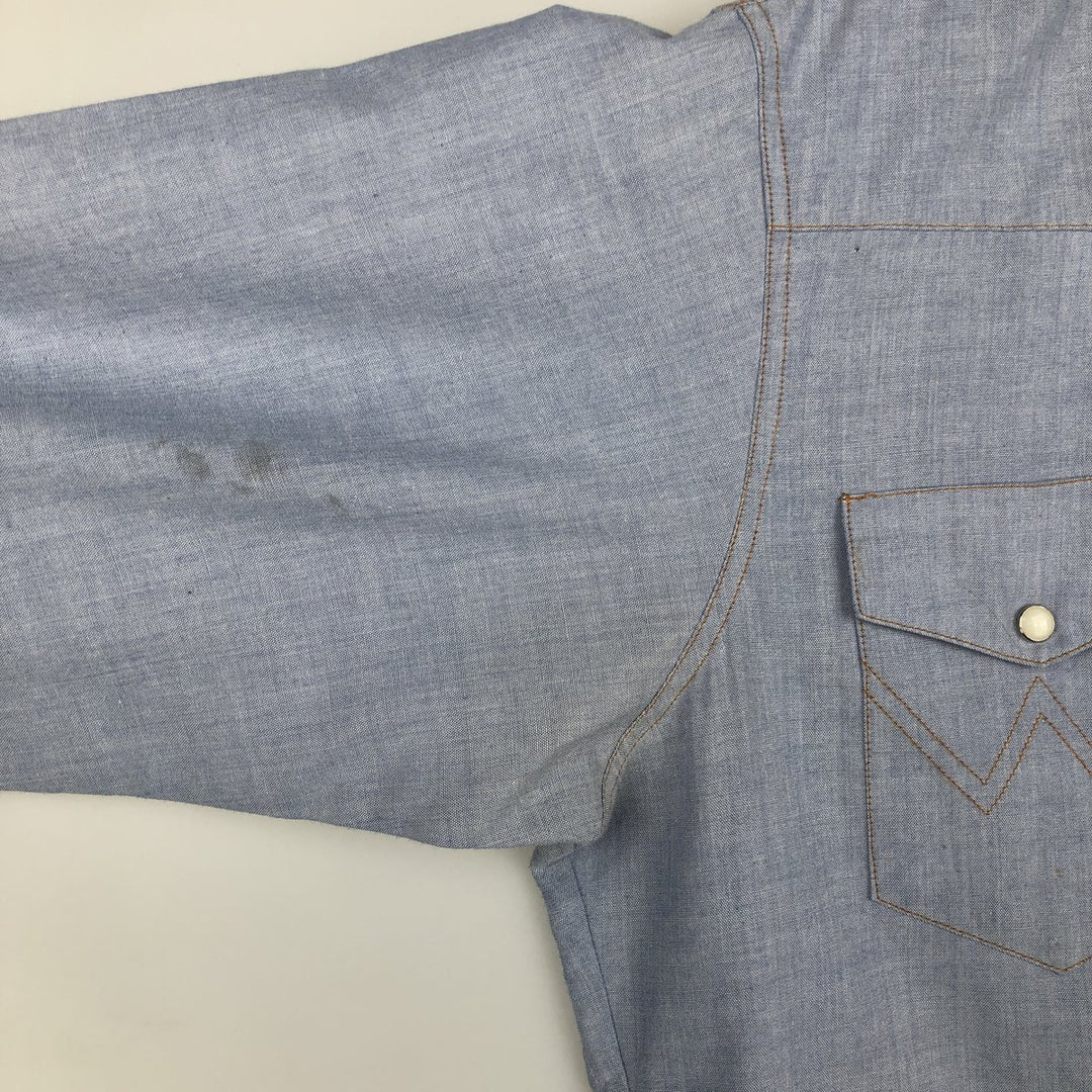 1990'S Wrangler Long-Sleeve Denim Western Shirt, Men's Size XL (Vintage) polyester Blue type light blue Vintage Second Hand