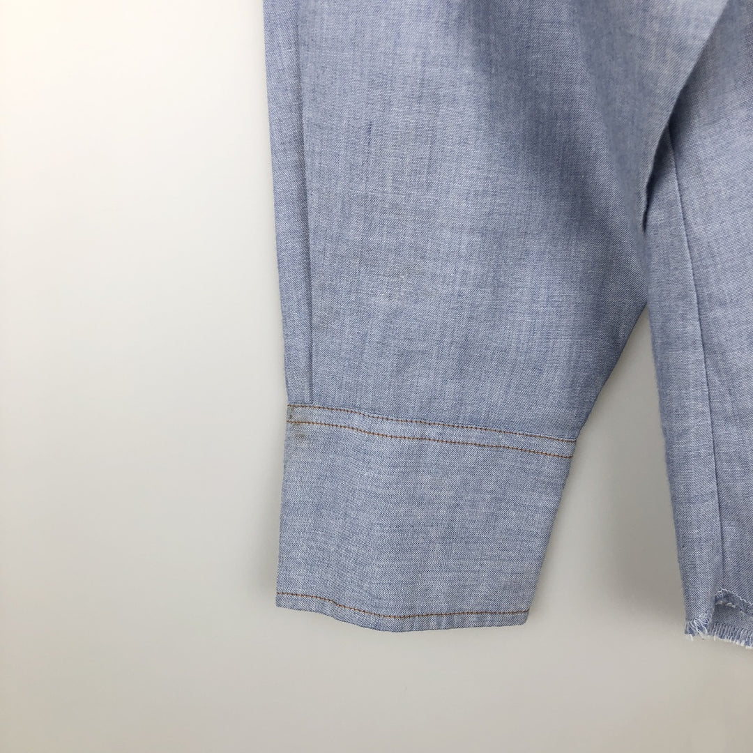 1990'S Wrangler Long-Sleeve Denim Western Shirt, Men's Size XL (Vintage) polyester Blue type light blue Vintage Second Hand