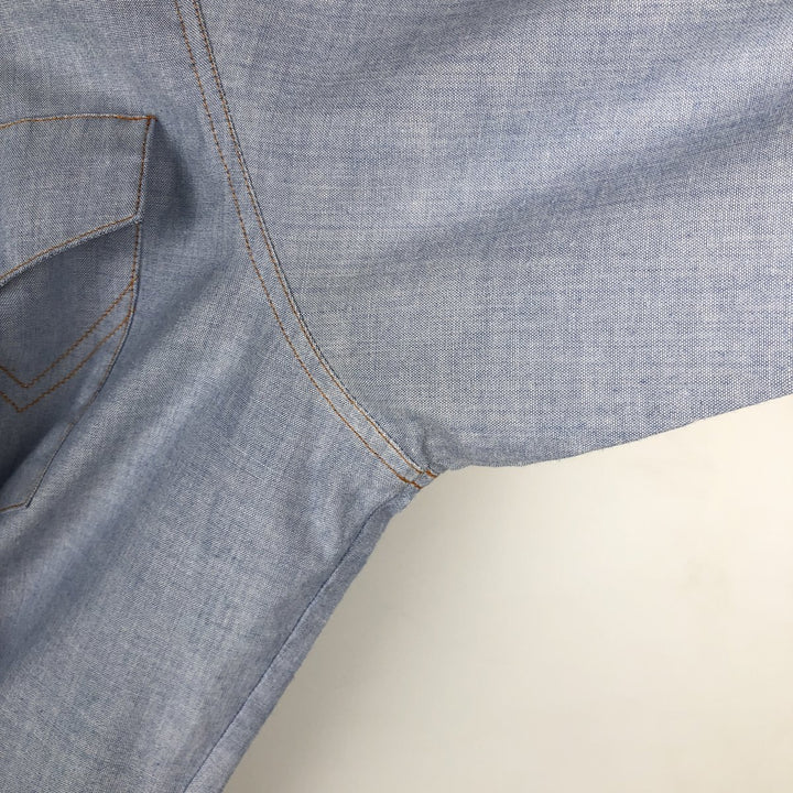 1990'S Wrangler Long-Sleeve Denim Western Shirt, Men's Size XL (Vintage) polyester Blue type light blue Vintage Second Hand