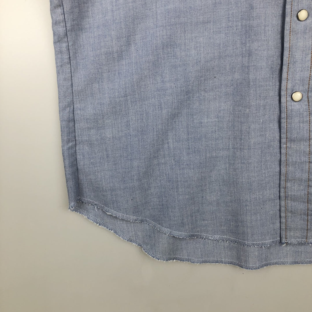 1990'S Wrangler Long-Sleeve Denim Western Shirt, Men's Size XL (Vintage) polyester Blue type light blue Vintage Second Hand