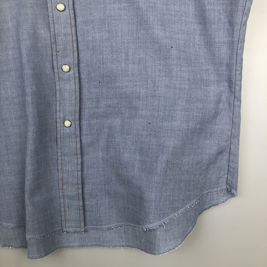 1990'S Wrangler Long-Sleeve Denim Western Shirt, Men's Size XL (Vintage) polyester Blue type light blue Vintage Second Hand