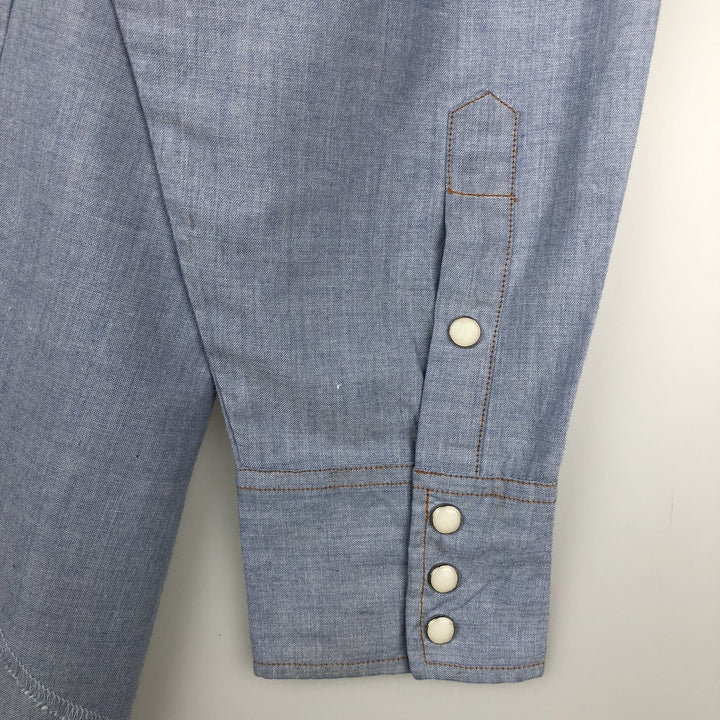 1990'S Wrangler Long-Sleeve Denim Western Shirt, Men's Size XL (Vintage) polyester Blue type light blue Vintage Second Hand