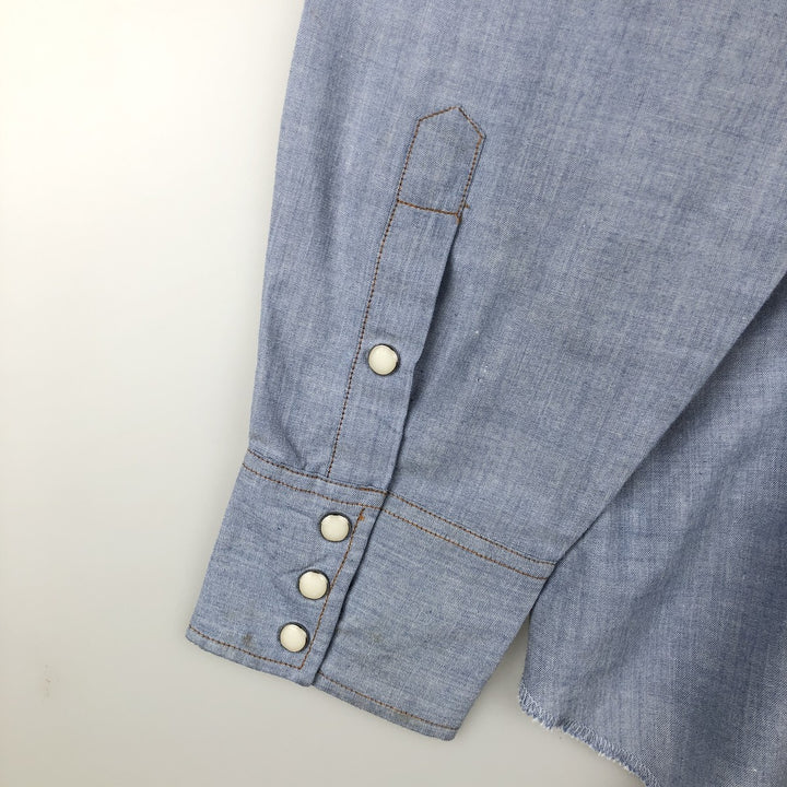 1990'S Wrangler Long-Sleeve Denim Western Shirt, Men's Size XL (Vintage) polyester Blue type light blue Vintage Second Hand