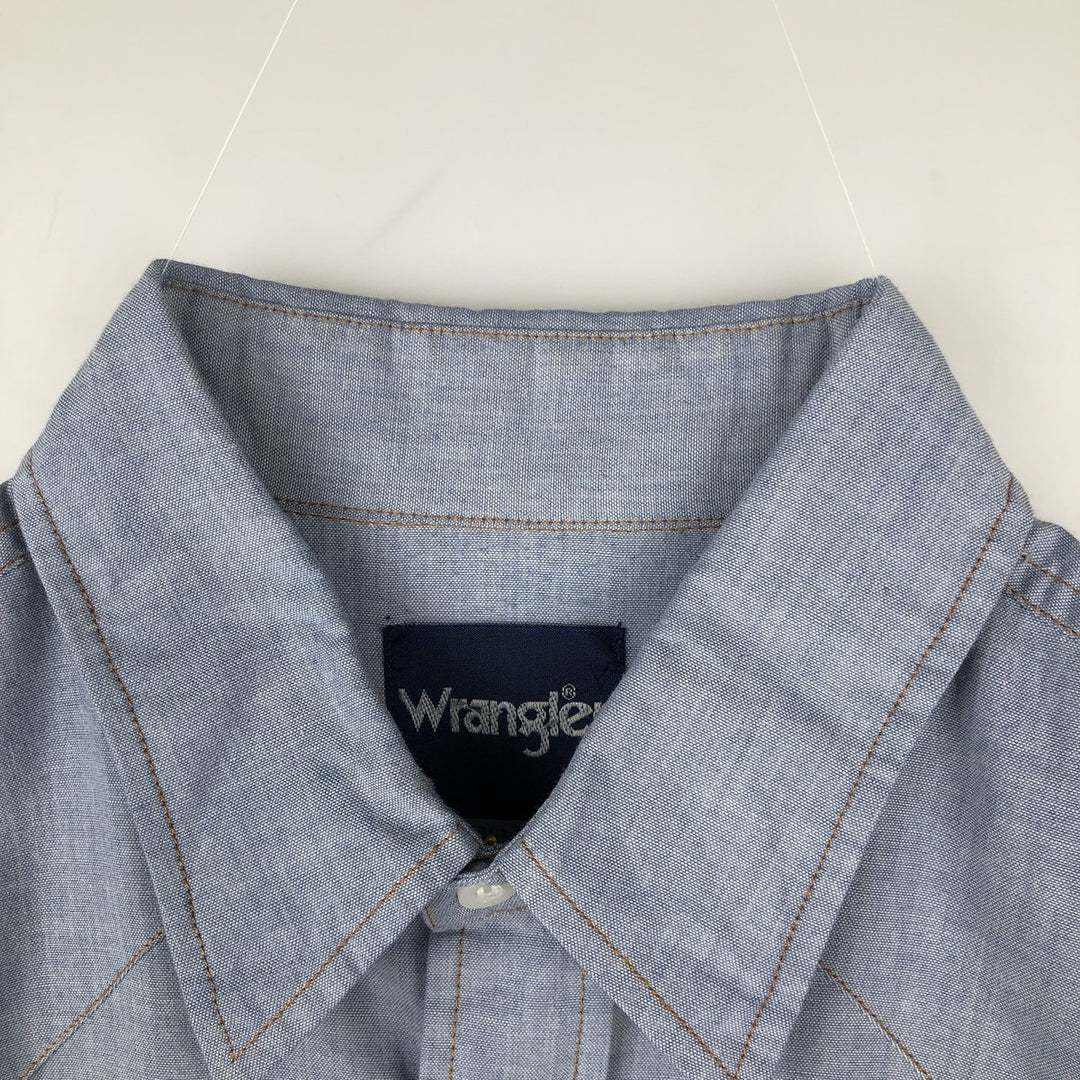 1990'S Wrangler Long-Sleeve Denim Western Shirt, Men's Size XL (Vintage) polyester Blue type light blue Vintage Second Hand