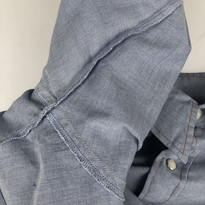 1990'S Wrangler Long-Sleeve Denim Western Shirt, Men's Size XL (Vintage) polyester Blue type light blue Vintage Second Hand