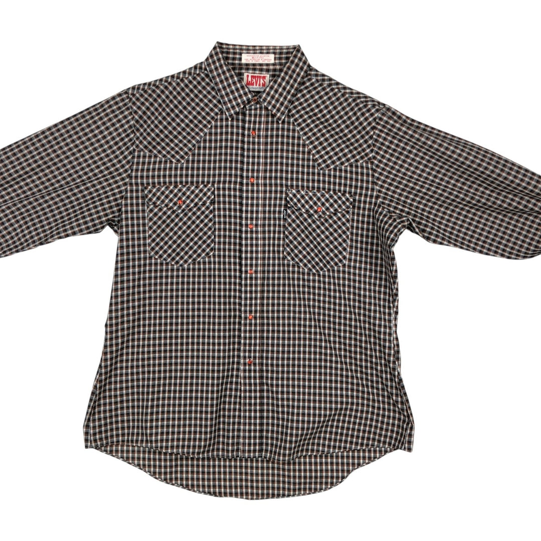 90'S Levi's THE COWBOYS TAILER Check Pattern Long-Sleeve Western Shirt, Men's Size XL (Equivalent), Vintage polyester brown type Vintage Second Hand
