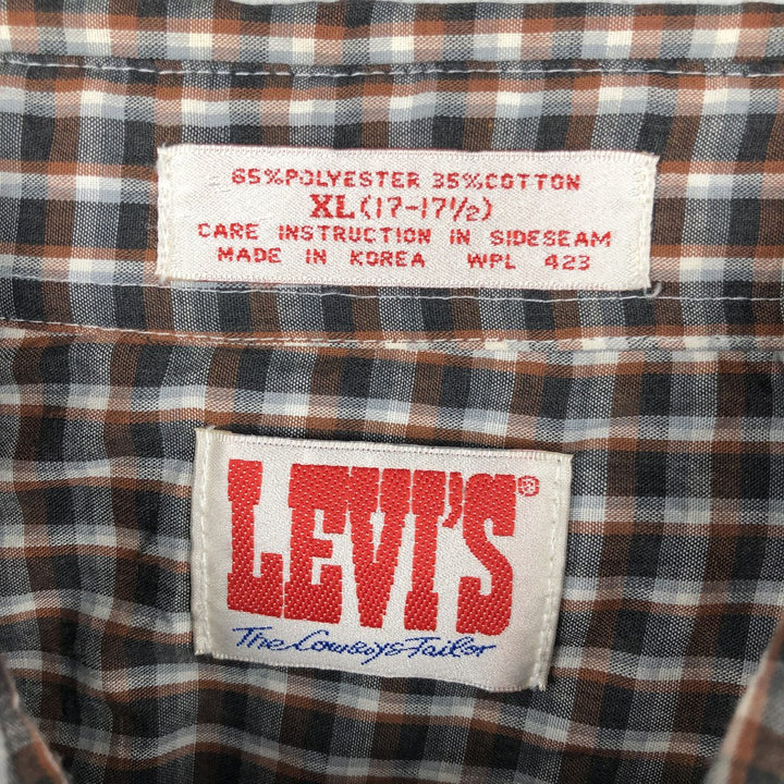 90'S Levi's THE COWBOYS TAILER Check Pattern Long-Sleeve Western Shirt, Men's Size XL (Equivalent), Vintage polyester brown type Vintage Second Hand