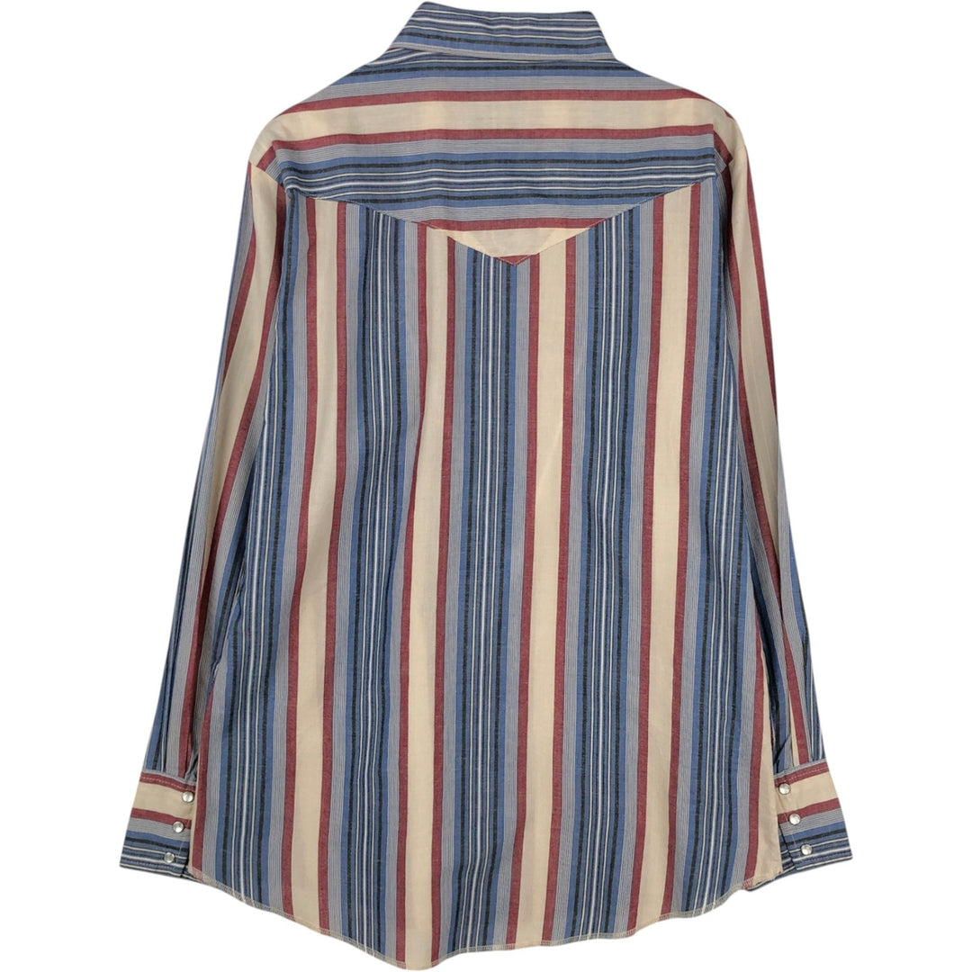 1990'S Wrangler Western Shirt, Multi-stripe, Long-sleeved, Men's Size M (approx.), Vintage unclear blue type Vintage Second Hand
