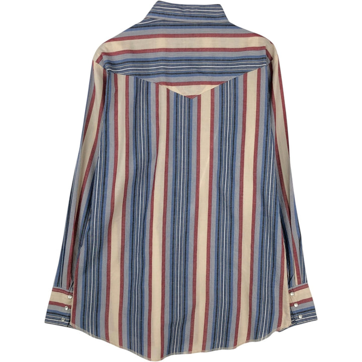 1990'S Wrangler Western Shirt, Multi-stripe, Long-sleeved, Men's Size M (approx.), Vintage unclear blue type Vintage Second Hand
