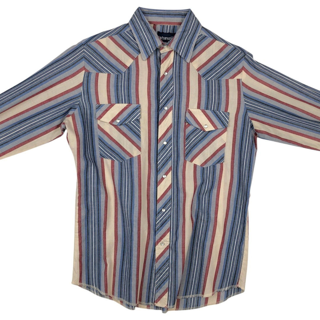 1990'S Wrangler Western Shirt, Multi-stripe, Long-sleeved, Men's Size M (approx.), Vintage unclear blue type Vintage Second Hand