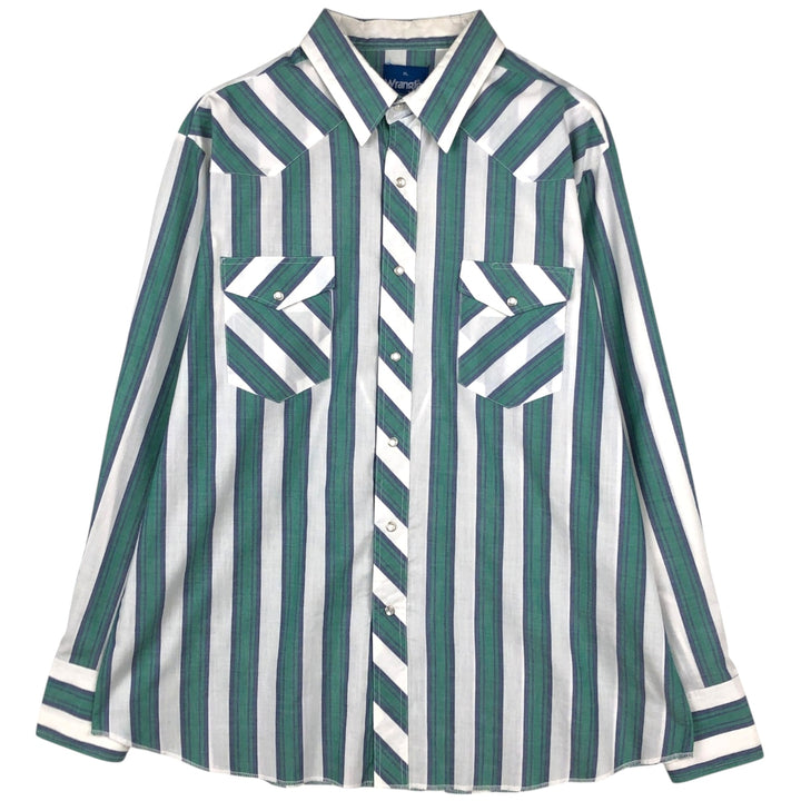 90'S Wrangler Western Shirt, Multi-stripe, Long Sleeve, Men's Size XL (Equivalent), Vintage unclear white type Vintage Second Hand