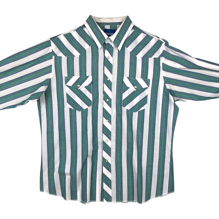 90'S Wrangler Western Shirt, Multi-stripe, Long Sleeve, Men's Size XL (Equivalent), Vintage unclear white type Vintage Second Hand