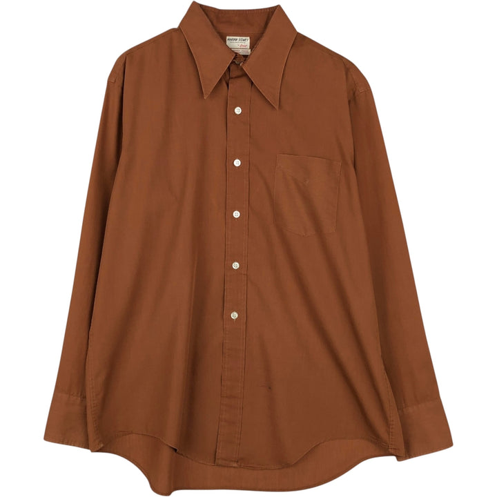 60s-70'S ENRO MARVIN SIDNEY Long-Sleeve Poly-Cotton Shirt, Men's Size XL (Equivalent), Vintage polyester brown type Vintage Second Hand