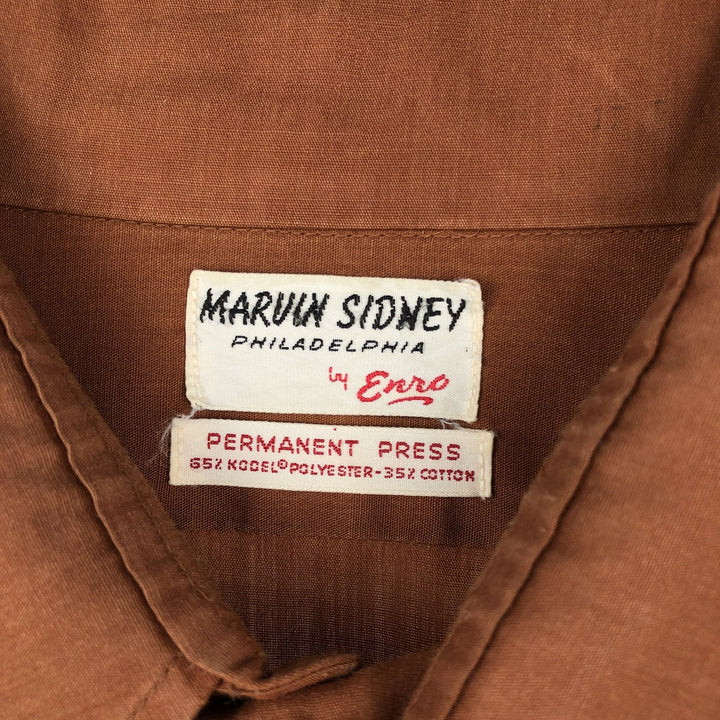 60s-70'S ENRO MARVIN SIDNEY Long-Sleeve Poly-Cotton Shirt, Men's Size XL (Equivalent), Vintage polyester brown type Vintage Second Hand