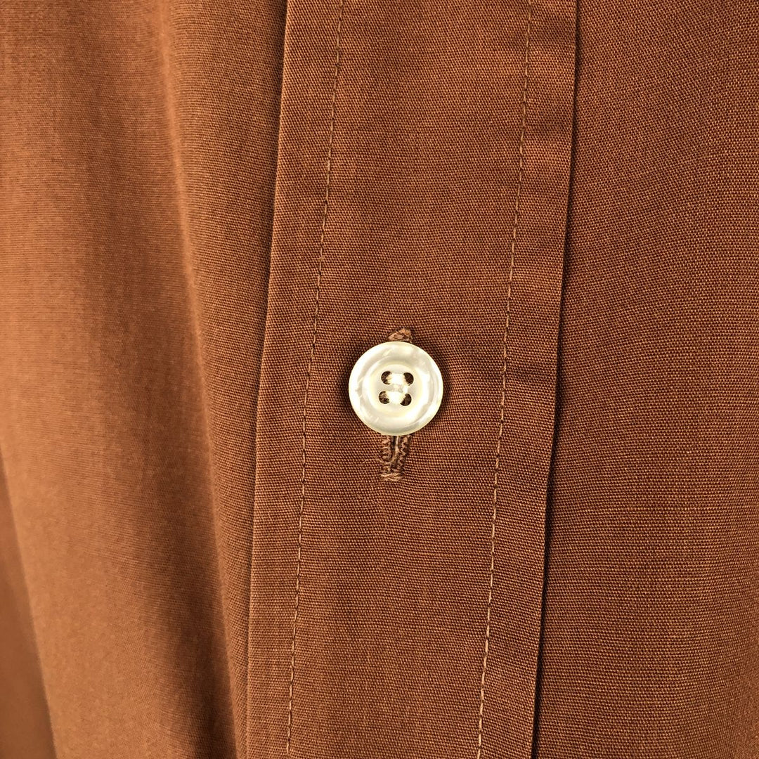 60s-70'S ENRO MARVIN SIDNEY Long-Sleeve Poly-Cotton Shirt, Men's Size XL (Equivalent), Vintage polyester brown type Vintage Second Hand