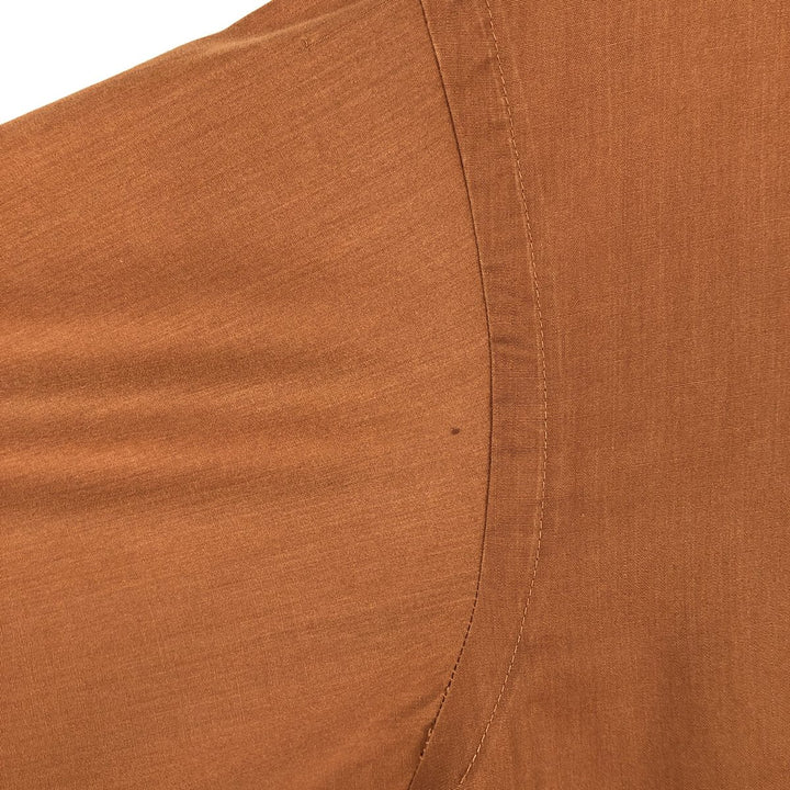 60s-70'S ENRO MARVIN SIDNEY Long-Sleeve Poly-Cotton Shirt, Men's Size XL (Equivalent), Vintage polyester brown type Vintage Second Hand