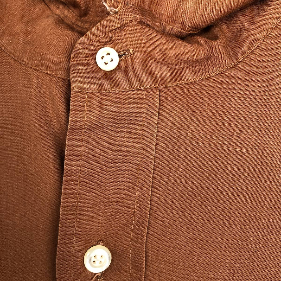 60s-70'S ENRO MARVIN SIDNEY Long-Sleeve Poly-Cotton Shirt, Men's Size XL (Equivalent), Vintage polyester brown type Vintage Second Hand