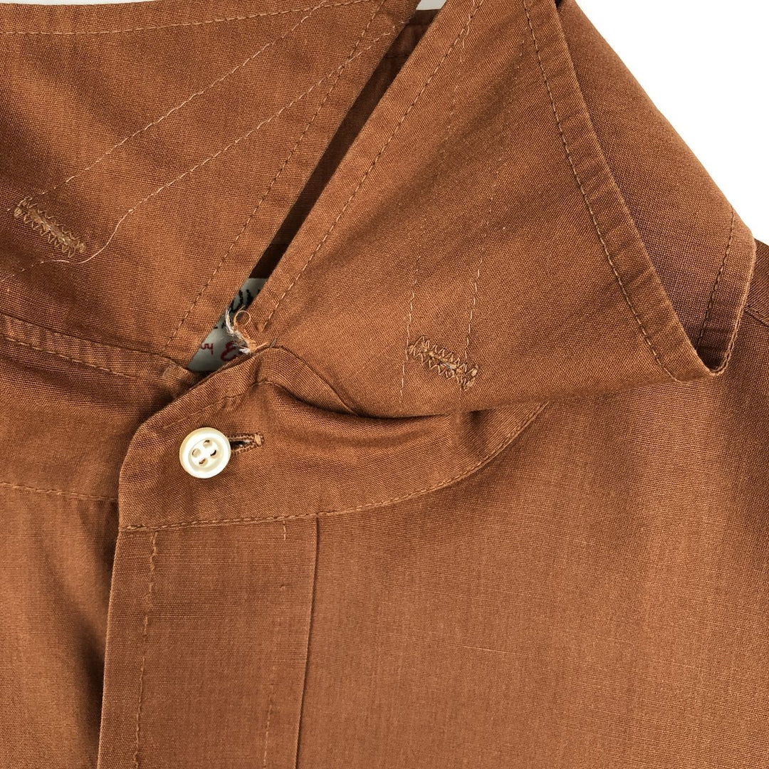 60s-70'S ENRO MARVIN SIDNEY Long-Sleeve Poly-Cotton Shirt, Men's Size XL (Equivalent), Vintage polyester brown type Vintage Second Hand