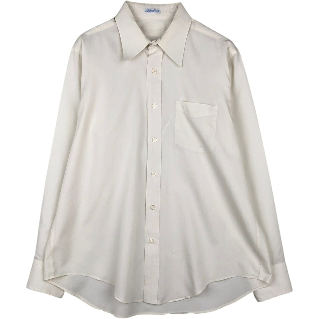 ~1970'S Silken Touch Long-Sleeve Polyester Shirt, Men's XL (approx.), Vintage Dacron white type Vintage Second Hand