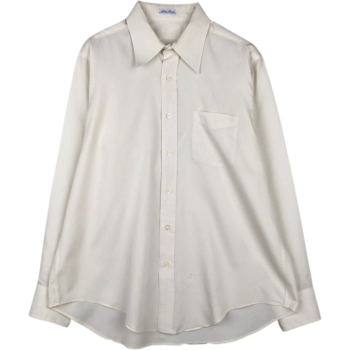 ~1970'S Silken Touch Long-Sleeve Polyester Shirt, Men's XL (approx.), Vintage Dacron white type Vintage Second Hand