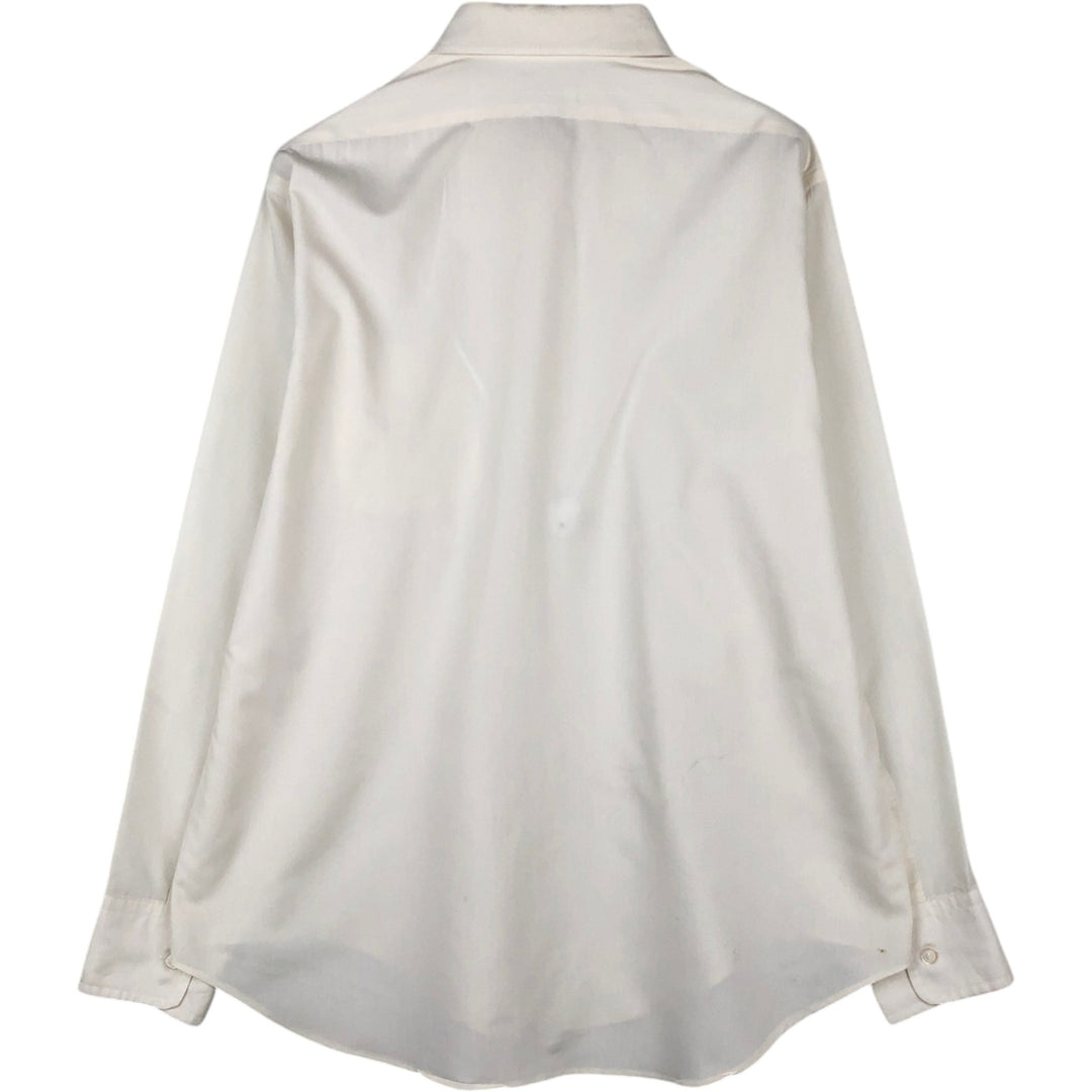 ~1970'S Silken Touch Long-Sleeve Polyester Shirt, Men's XL (approx.), Vintage Dacron white type Vintage Second Hand