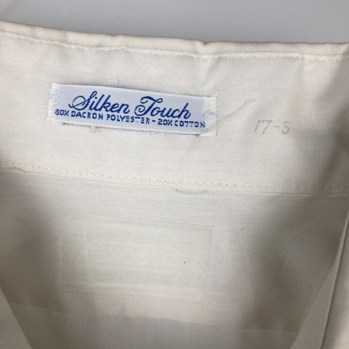 ~1970'S Silken Touch Long-Sleeve Polyester Shirt, Men's XL (approx.), Vintage Dacron white type Vintage Second Hand