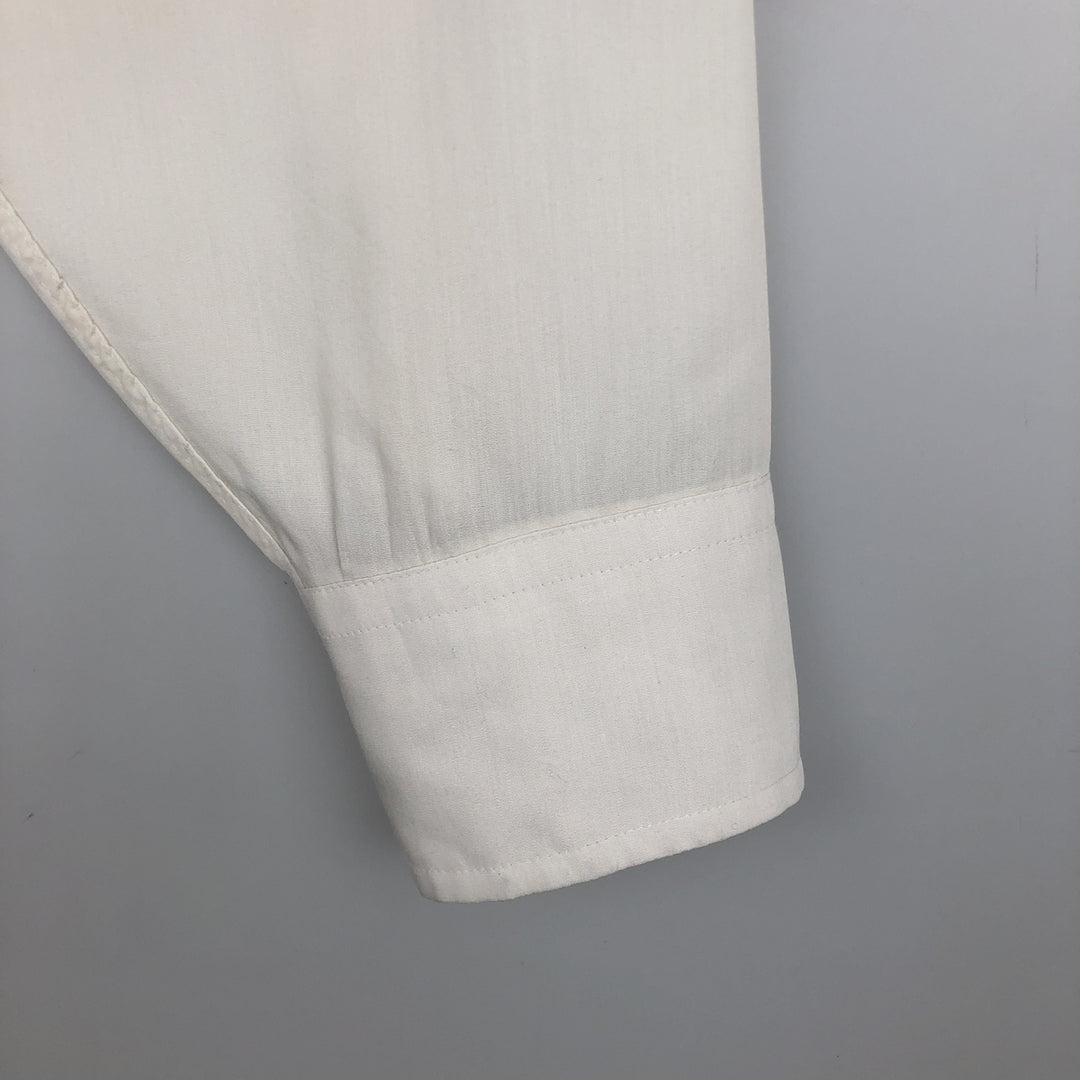 ~1970'S Silken Touch Long-Sleeve Polyester Shirt, Men's XL (approx.), Vintage Dacron white type Vintage Second Hand