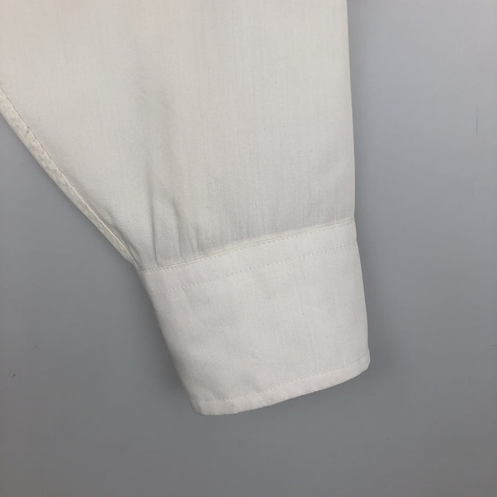 ~1970'S Silken Touch Long-Sleeve Polyester Shirt, Men's XL (approx.), Vintage Dacron white type Vintage Second Hand