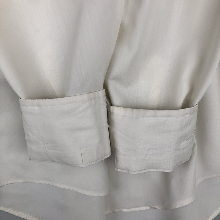 ~1970'S Silken Touch Long-Sleeve Polyester Shirt, Men's XL (approx.), Vintage Dacron white type Vintage Second Hand