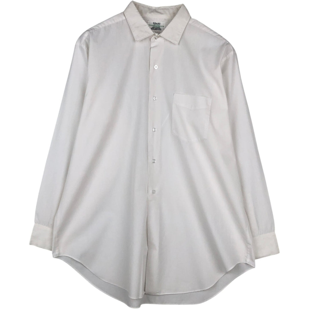 1960s-1970'S Sears TRU-POINT Long-Sleeve Polyester Shirt, Men's Size XL (Vintage) polyester white type Vintage Second Hand