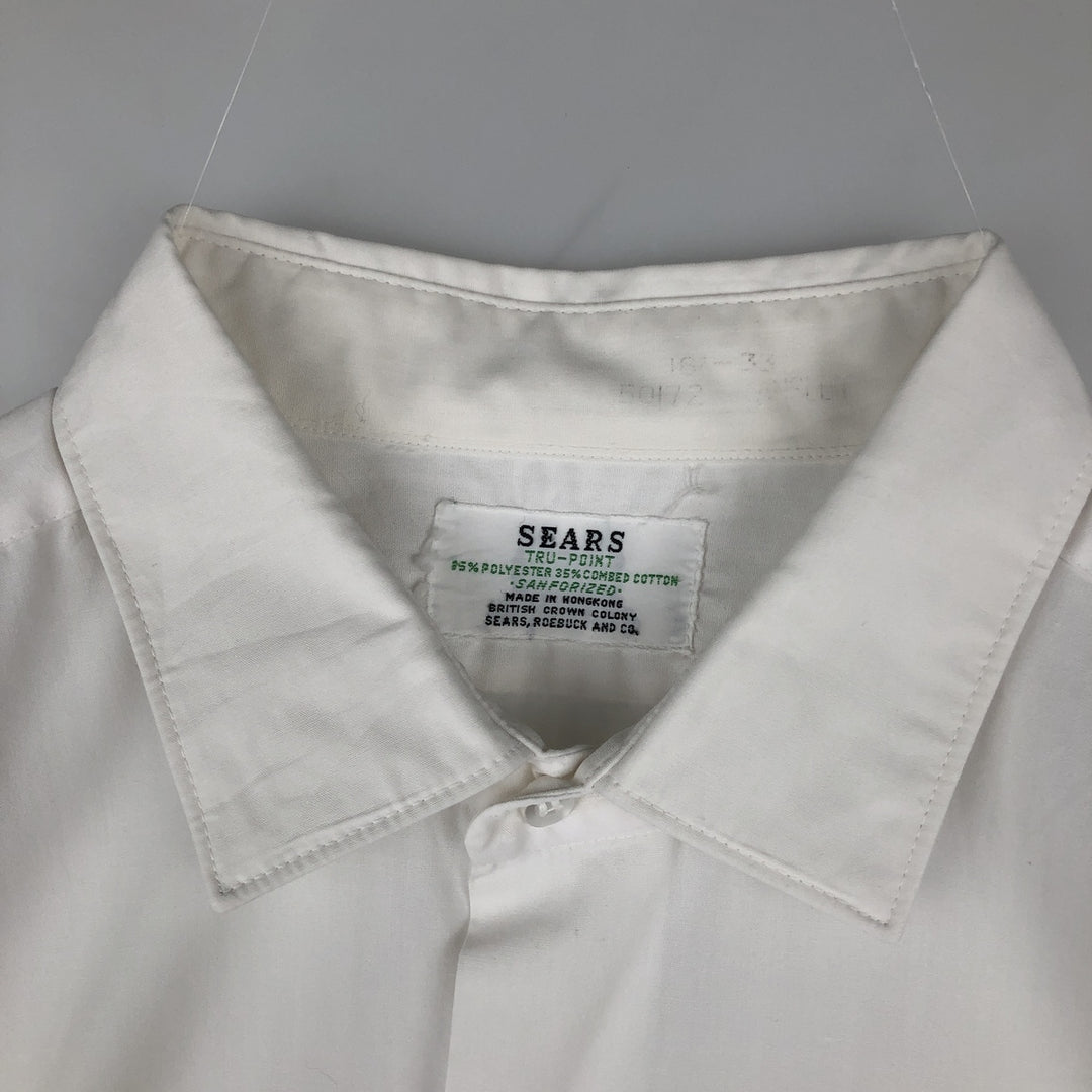 1960s-1970'S Sears TRU-POINT Long-Sleeve Polyester Shirt, Men's Size XL (Vintage) polyester white type Vintage Second Hand