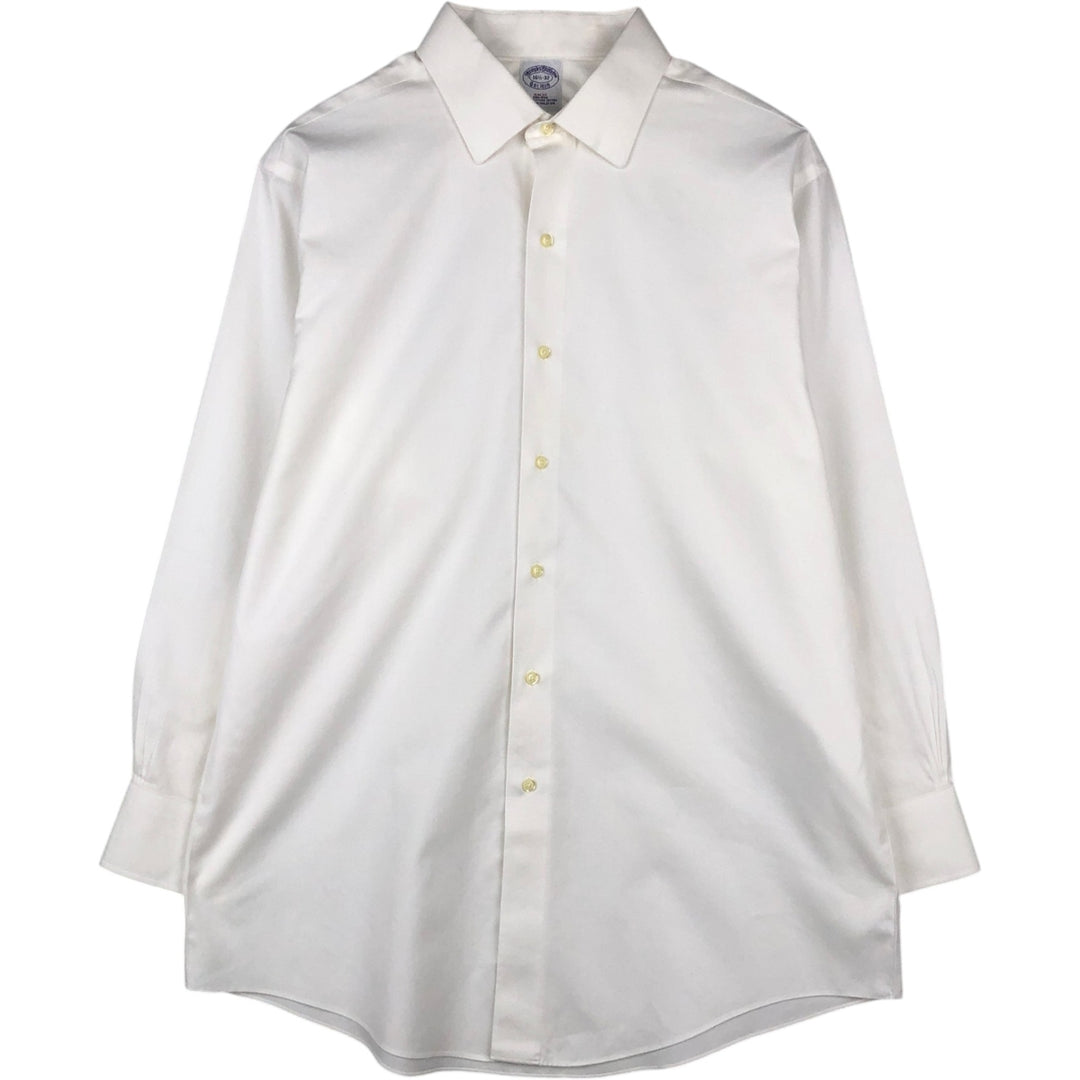 Brooks Brothers Est.1818 Slim Fit Herringbone Long-Sleeve Cotton Shirt (Men's Size L) cotton white type Vintage Second Hand