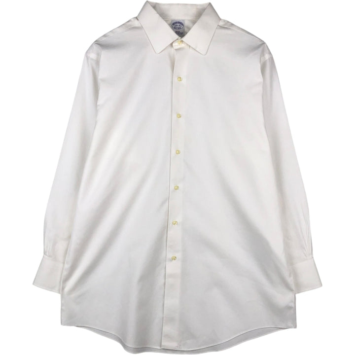 Brooks Brothers Est.1818 Slim Fit Herringbone Long-Sleeve Cotton Shirt (Men's Size L) cotton white type Vintage Second Hand