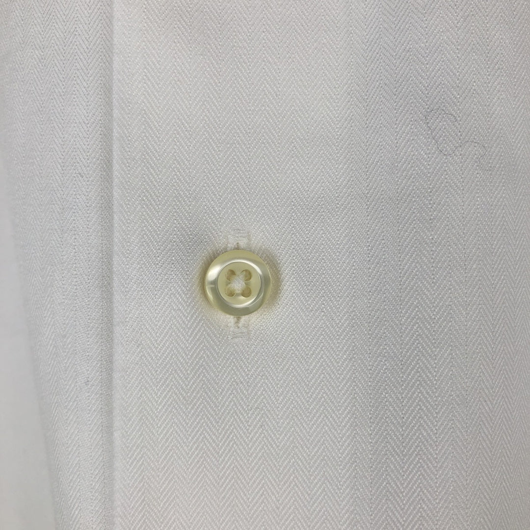 Brooks Brothers Est.1818 Slim Fit Herringbone Long-Sleeve Cotton Shirt (Men's Size L) cotton white type Vintage Second Hand