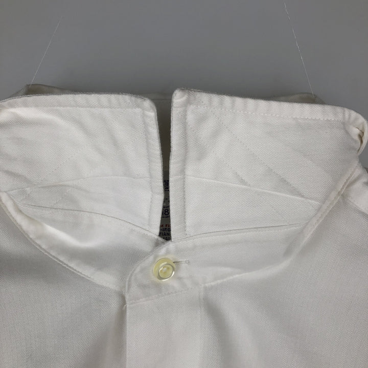 Brooks Brothers Est.1818 Slim Fit Herringbone Long-Sleeve Cotton Shirt (Men's Size L) cotton white type Vintage Second Hand