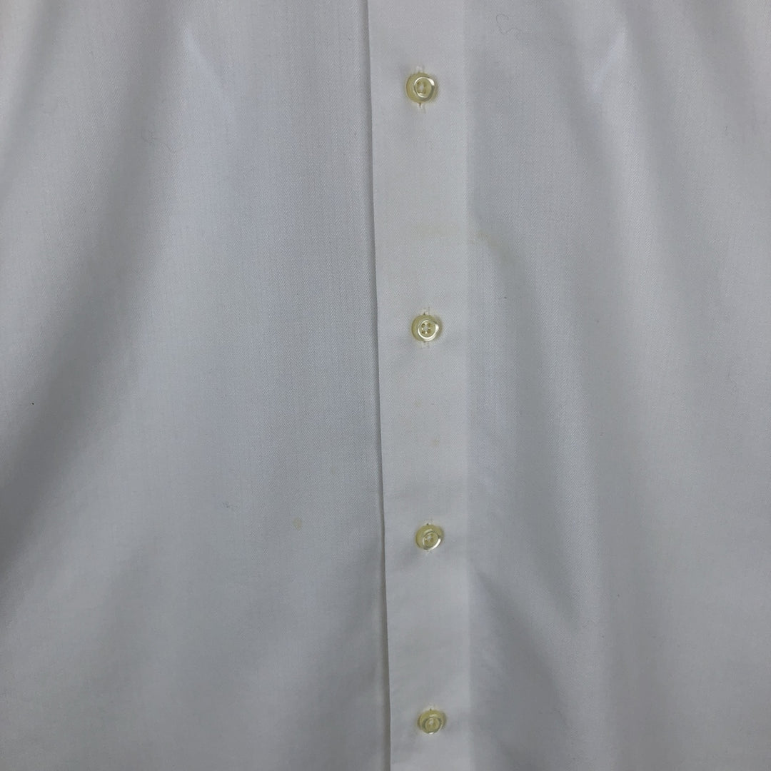 Brooks Brothers Est.1818 Slim Fit Herringbone Long-Sleeve Cotton Shirt (Men's Size L) cotton white type Vintage Second Hand