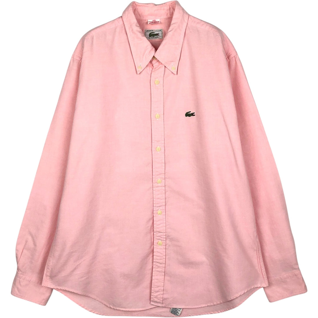 1970'S Lacoste IZOD Long-Sleeve Button-Down Shirt, Men's Size M (approx.), Vintage cotton pink type Vintage Second Hand