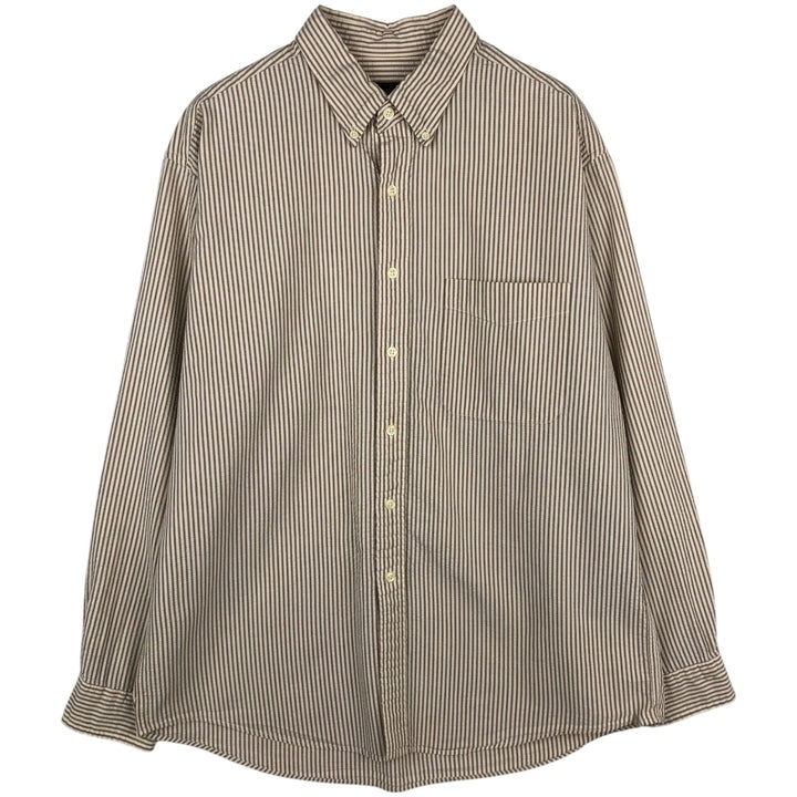 J.Crew seersucker long-sleeve button-down striped shirt, men's size L (approx.), vintage. cotton Beige type Vintage Second Hand