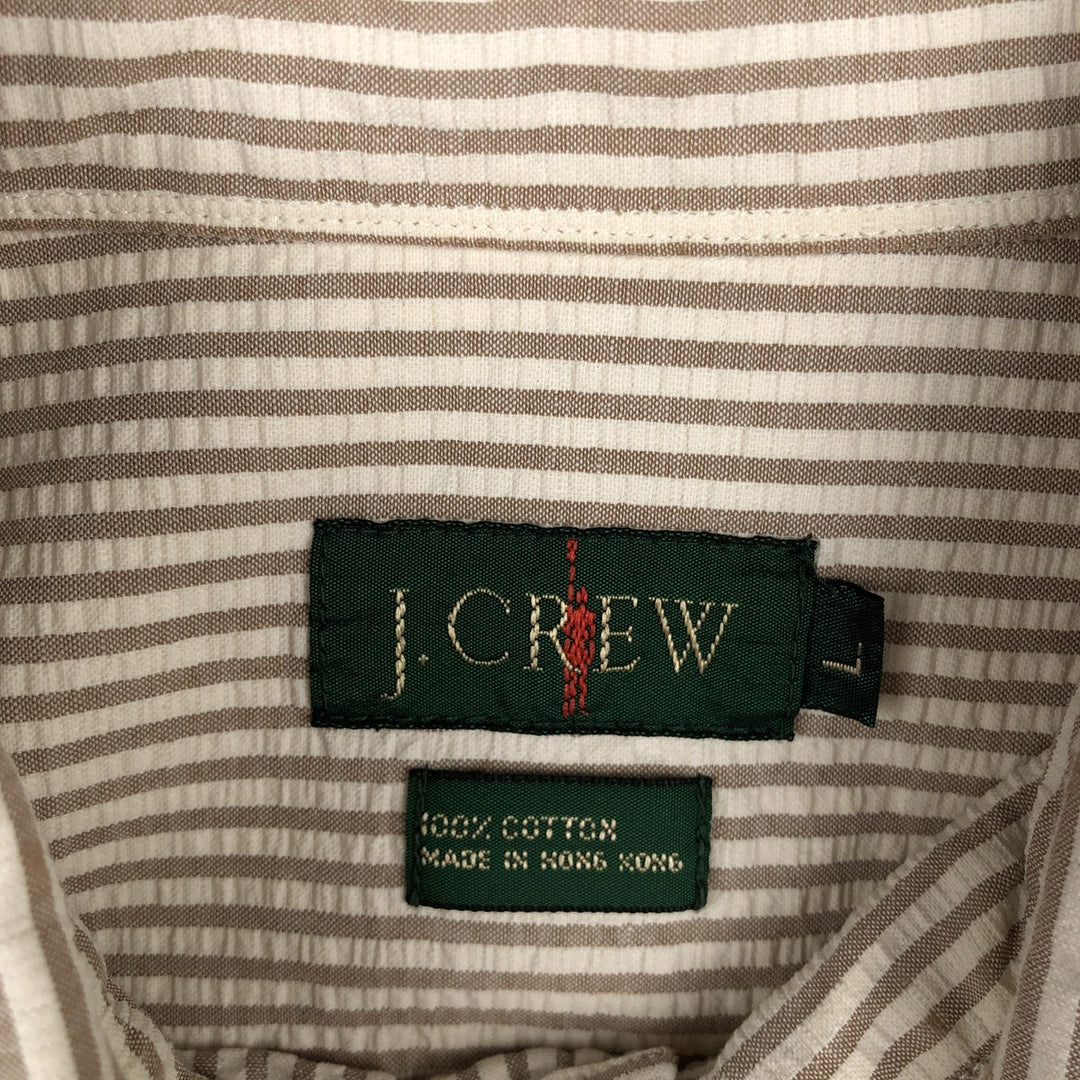 J.Crew seersucker long-sleeve button-down striped shirt, men's size L (approx.), vintage. cotton Beige type Vintage Second Hand