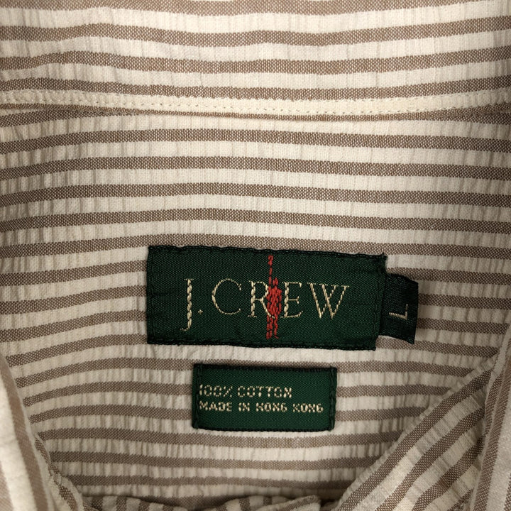 J.Crew seersucker long-sleeve button-down striped shirt, men's size L (approx.), vintage. cotton Beige type Vintage Second Hand