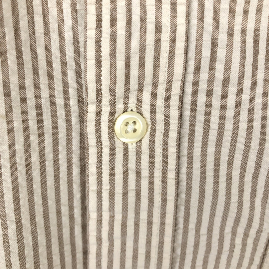 J.Crew seersucker long-sleeve button-down striped shirt, men's size L (approx.), vintage. cotton Beige type Vintage Second Hand