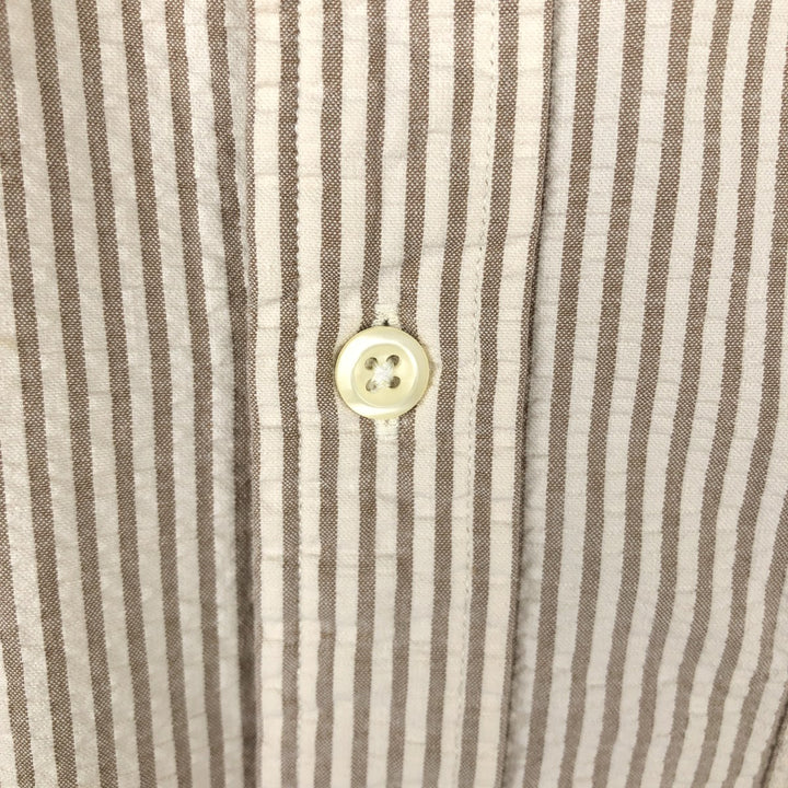 J.Crew seersucker long-sleeve button-down striped shirt, men's size L (approx.), vintage. cotton Beige type Vintage Second Hand