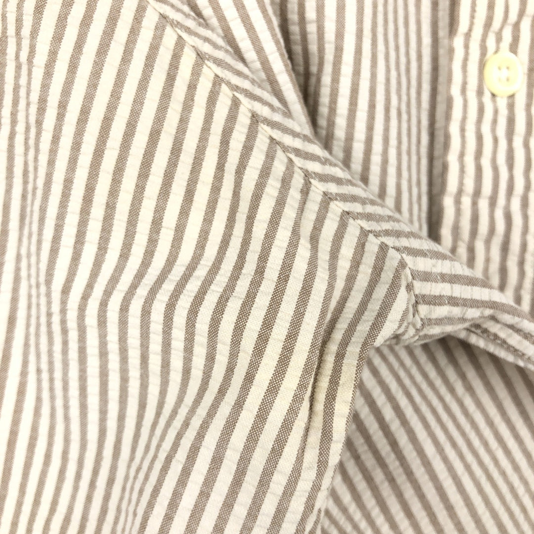 J.Crew seersucker long-sleeve button-down striped shirt, men's size L (approx.), vintage. cotton Beige type Vintage Second Hand