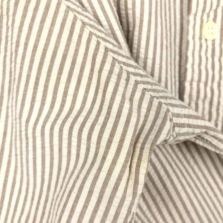J.Crew seersucker long-sleeve button-down striped shirt, men's size L (approx.), vintage. cotton Beige type Vintage Second Hand